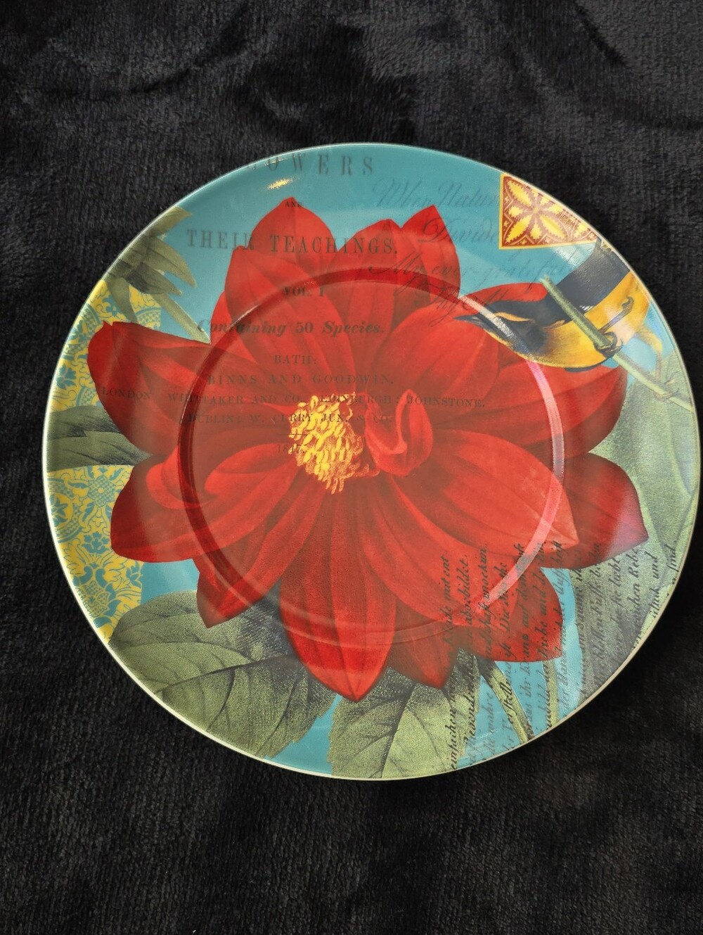 3-Waechtersbach Floral Impressions Red Dahlia 8" Salad Plates Earthenware